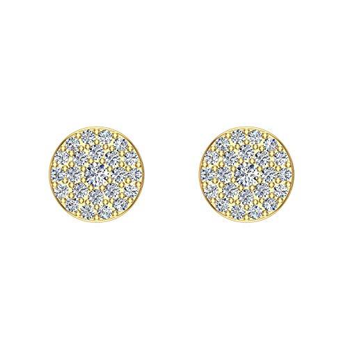 【並行輸入品】ラウンドクラスタPav〓ダイヤモンドイヤリング1 /2 Ctw 14 K Solidゴールド(I、i1 ) 14K Diamondの画像