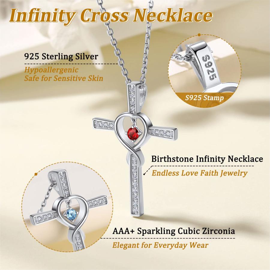 【並行輸入品】Infinit誕生石クロスネックレスレディーススターリングシルバー誕生日ギフトfor Her Suplight Sterling