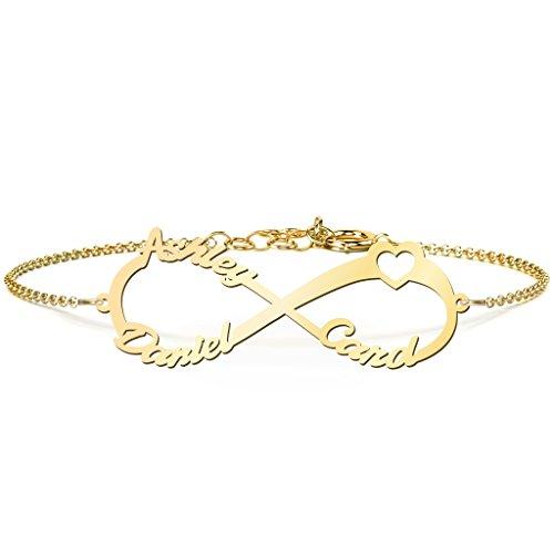【並行輸入品】JEWLR 14Kゴールド Love to Infinity ブレスレット カスタマイズ可, イエローゴールド TSD 14K Yの画像