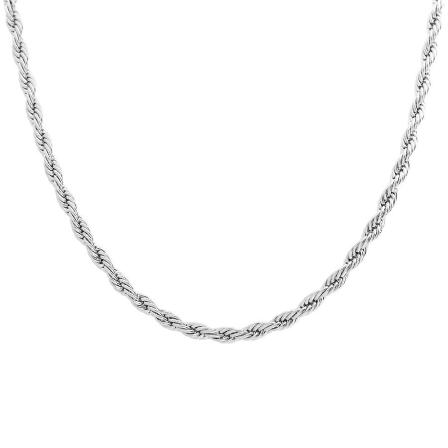 【並行輸入品】ステンレススチール 4mm ツイストロープチェーンネックレス 22インチ 28インチ シルバー Stainless Steel 4の画像