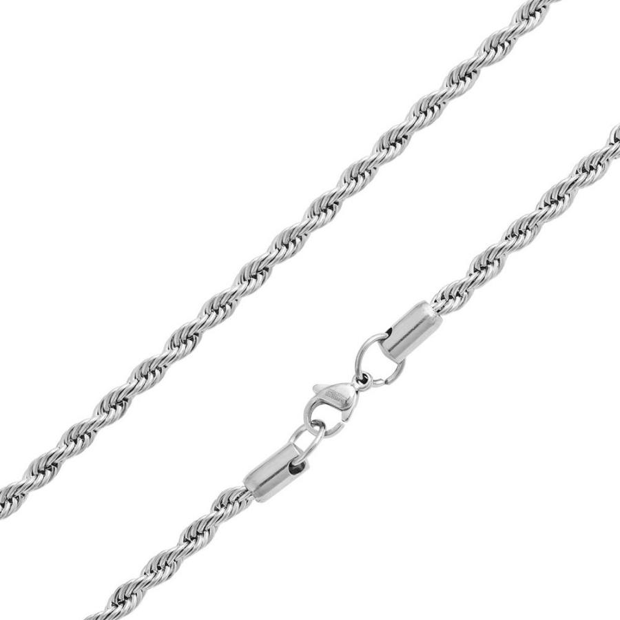 【並行輸入品】ステンレススチール 4mm ツイストロープチェーンネックレス 22インチ 28インチ シルバー Stainless Steel 4の画像