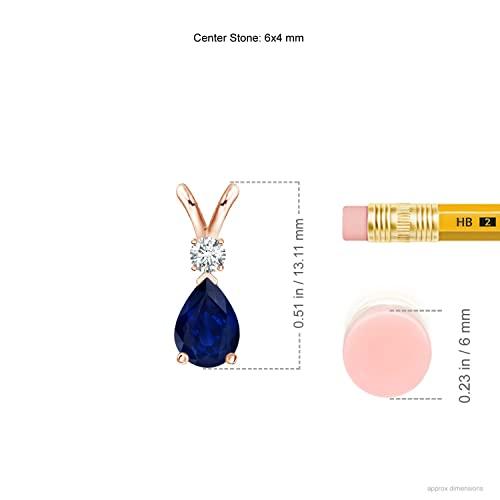 【並行輸入品】ダイヤモンド付きブルーサファイアティアドロップペンダント|14Kローズゴールド|彼女の為にジュエリーギフト Angara Natuの画像