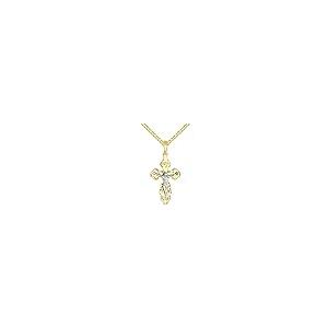 【並行輸入品】ソリッド14 K 2つトーンゴールドイースタンオーソドックスクロス保存と保護十字架ペンダントwithキューバチェーンネックレス Sの画像