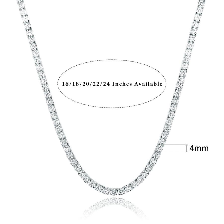 【並行輸入品】GEMSME 18K ホワイトゴールドメッキ 4.00mm ラウンド CZ クラシック テニスネックレス アイスアウト キューバリ_6