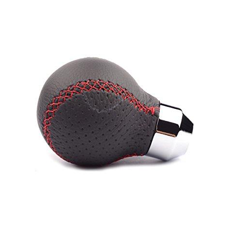 【並行輸入品】SMKJ ブラックレザーギアスティック シフトノブ レッドステッチ ユニバーサルフィット ほとんどのマニュアルオートマチックトランの画像