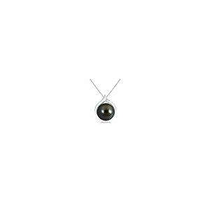 【並行輸入品】ダイヤモンド付きのタヒチアンパールソリティアペンダント|シルバー|彼女の為にジュエリーギフト Angara Diamond Solの画像