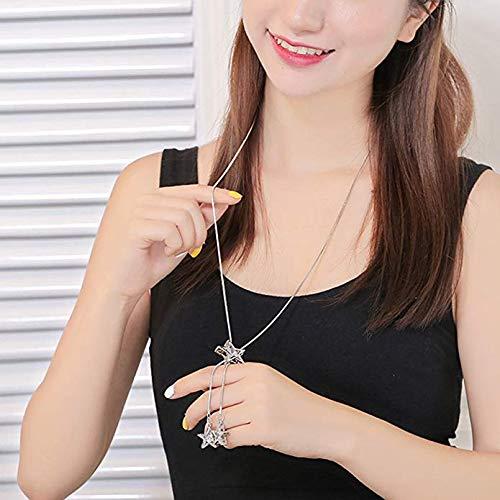 【並行輸入品】MIXIA チャーム トリプルクリスタルスター ロングセーターチェーンネックレス ファインジュエリー クリスタル レディース レッ