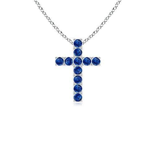【並行輸入品】フラットプロングセットブルーサファイアクロスペンダント(2mmブルーサファイア)。 ANGARA Natural Blue Sapの画像