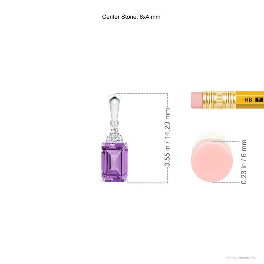 【並行輸入品】エメラルドカットのアメジストペンダント、ダイヤモンドトリオ|シルバー|彼女の為にジュエリーギフト Angara Natural A_6