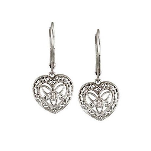 【並行輸入品】スターリングシルバー。02?Ctwダイヤモンドレバーバックイヤリング Sterling Silver .02 CTW Diamonの画像