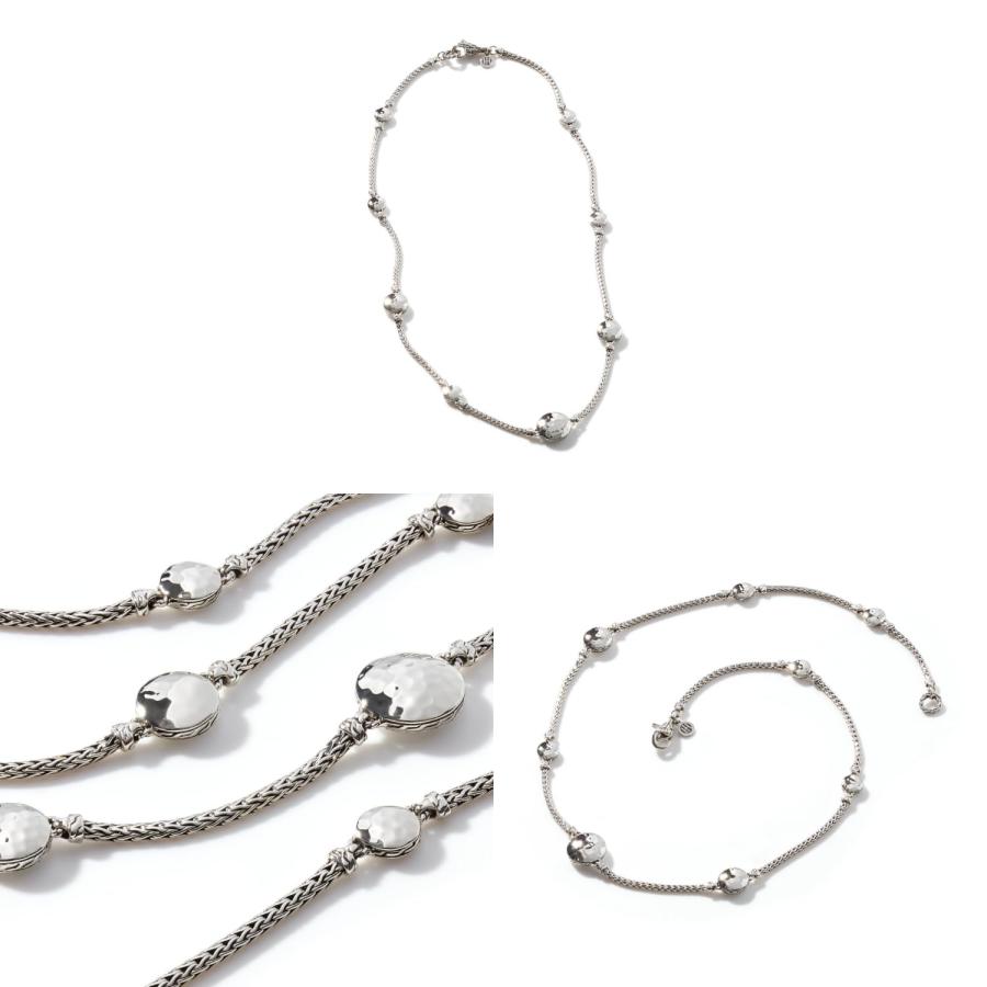 【並行輸入品】John Hardy レディース ドット ハンマー加工 シルバー ディスク ステーション ソートア ネックレス John Hardの画像