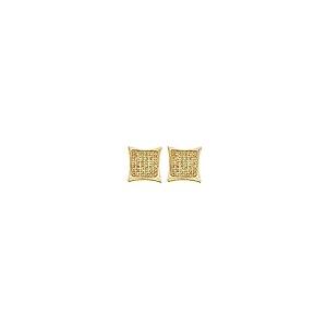 【並行輸入品】Roy Rose Jewelry 10Kイエローゴールド メンズ ラウンドカラー 強化ダイヤモンドスクエアカイトクラスターピアスの画像