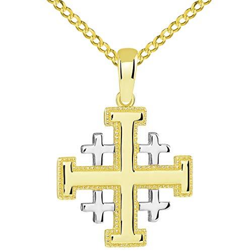 14k Yellow Gold Two Tone Crusaders Jerusalem Cross Pendant with  並行輸入品｜best-style｜02