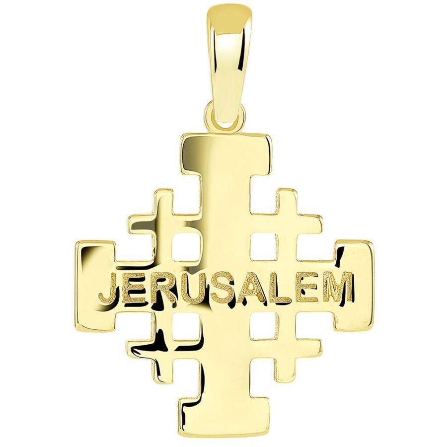 14k Yellow Gold Two Tone Crusaders Jerusalem Cross Pendant with  並行輸入品｜best-style｜04
