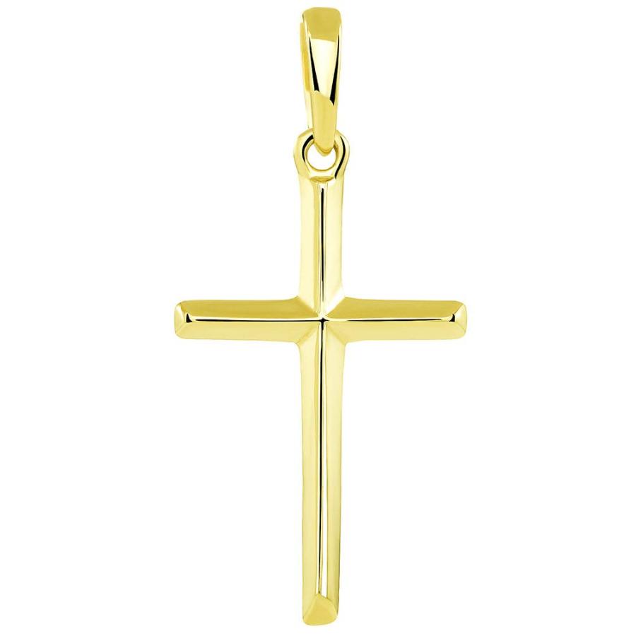 【並行輸入品】14K ソリッドイエローゴールド トラディショナル シンプル 宗教的 クロスペンダント フィガロチェーンネックレス付き Jewel_3
