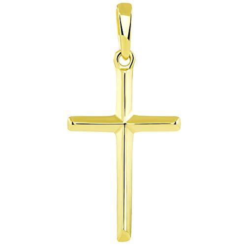 【並行輸入品】14K ソリッドイエローゴールド トラディショナル シンプル 宗教的 クロスペンダント フィガロチェーンネックレス付き Jewel_4