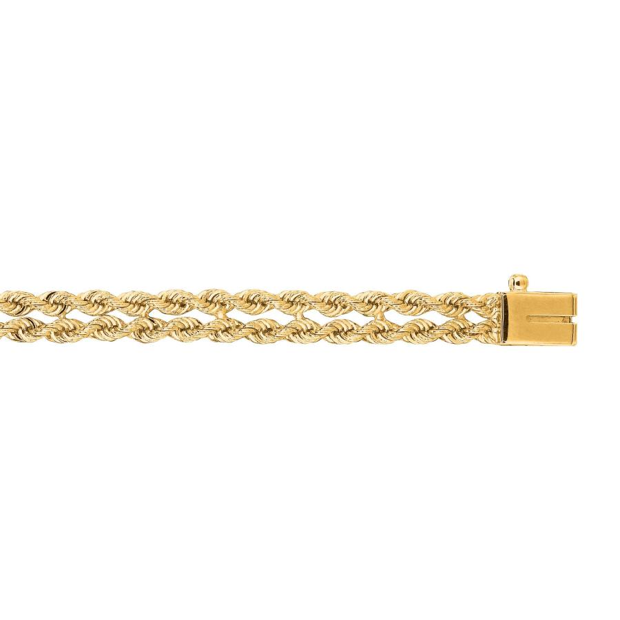 【並行輸入品】MCS Jewelry 14カラット ソリッドイエローゴールド 2列ロープチェーンブレスレット 5.0mm (長さ:7インチまたはの画像