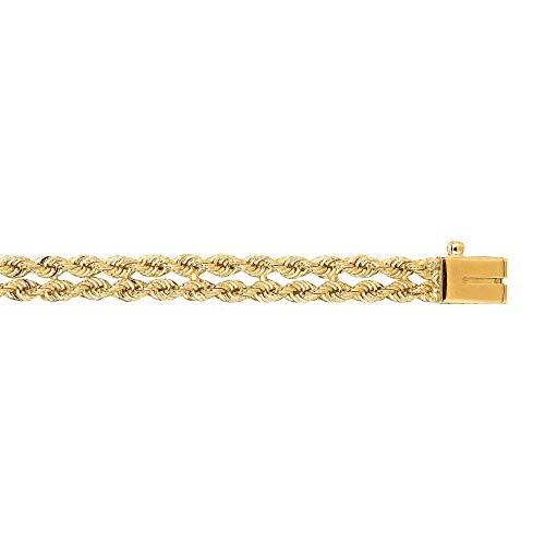 【並行輸入品】MCS Jewelry 14カラット ソリッドイエローゴールド 2列ロープチェーンブレスレット 5.0mm (長さ:7インチまたはの画像