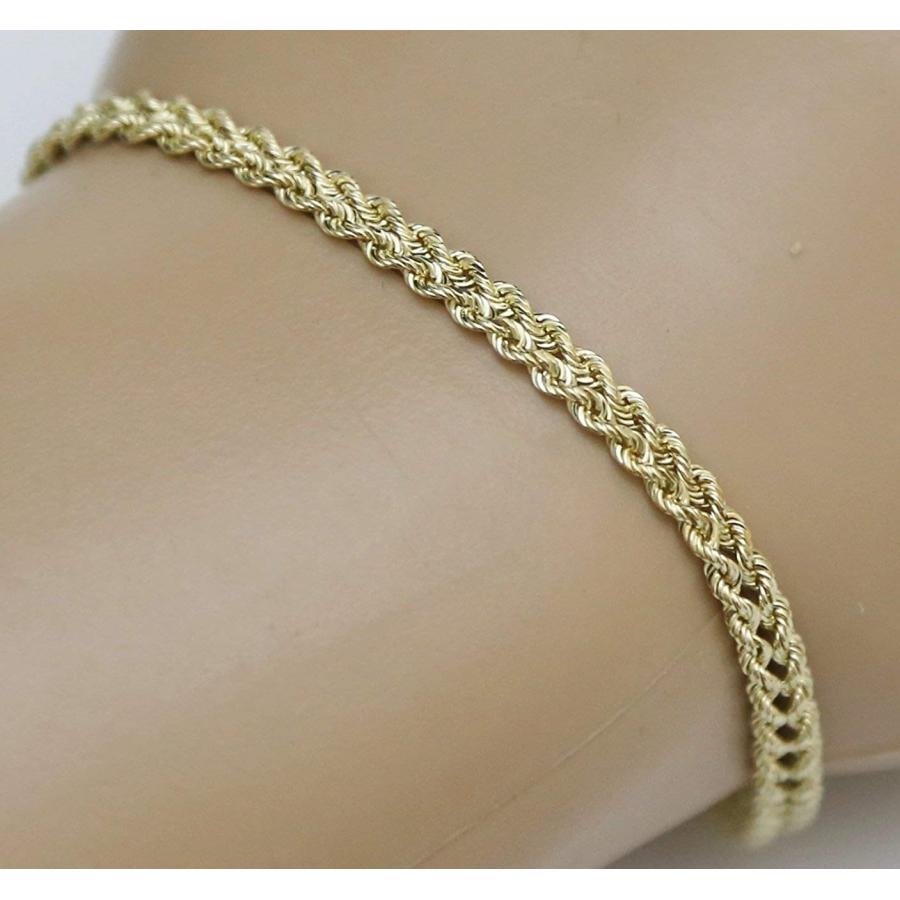 【並行輸入品】MCS Jewelry 14カラット ソリッドイエローゴールド 2列ロープチェーンブレスレット 5.0mm (長さ:7インチまたはの画像