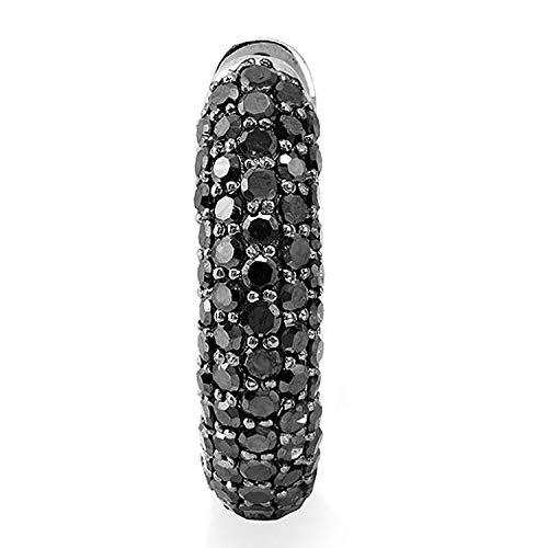【並行輸入品】1.50カラット (ctw) ブラックロジウムメッキ 10K ラウンド ホワイトゴールド ブラックダイヤモンド メンズ フープイヤの画像