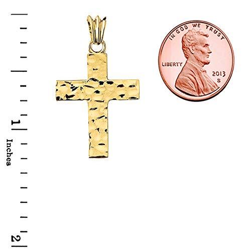 【並行輸入品】モダンな打ち出しクロスチャームペンダント（S）ソリッド10Kイエローゴールド。 Religious Jewelry by FDJの画像
