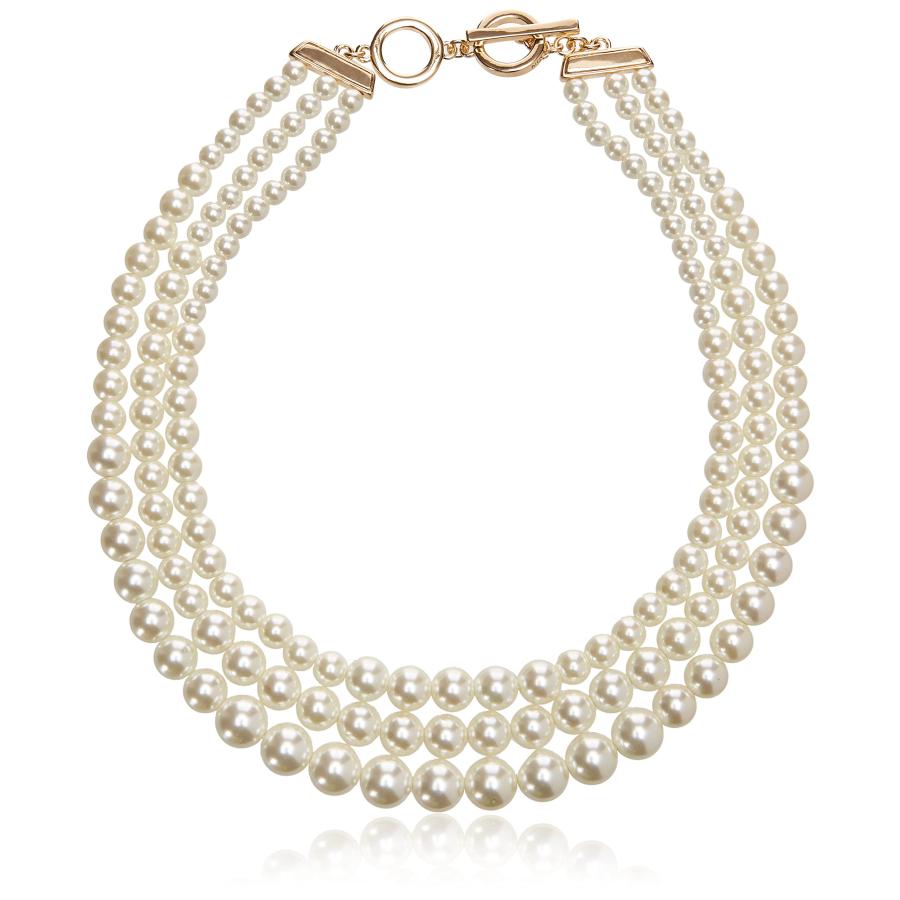 【並行輸入品】Anne Klein Women's Gold Tone Blanc Pearl Collar Necklace, Gold/Wh