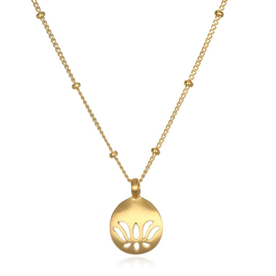 並行輸入品】Satya Jewelry ゴールドオープンロータスペンダント 