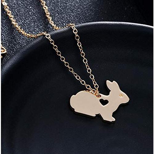 【並行輸入品】NOUMANDA ファッション キュート ラビット ネックレス 刻印 ラブ ハート チャーム アニマル バニー ペンダント， 金属_3