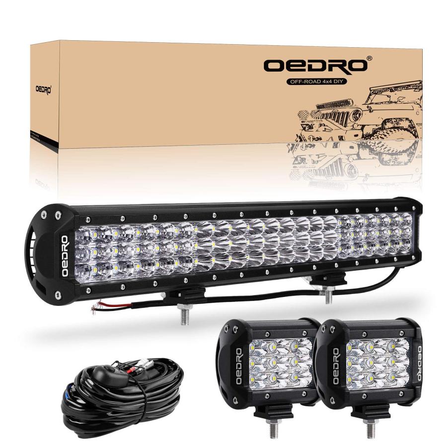 【並行輸入品】oEdRo LED Light Bar, 20Inch 300W Tri Rows Spot Flood Combo Drivi_2