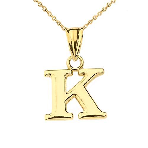 【並行輸入品】14K イエローゴールド ファイン ダングリング イニシャル A Z チャーム ペンダント ロロチェーン付き   お好きなチェーンの画像