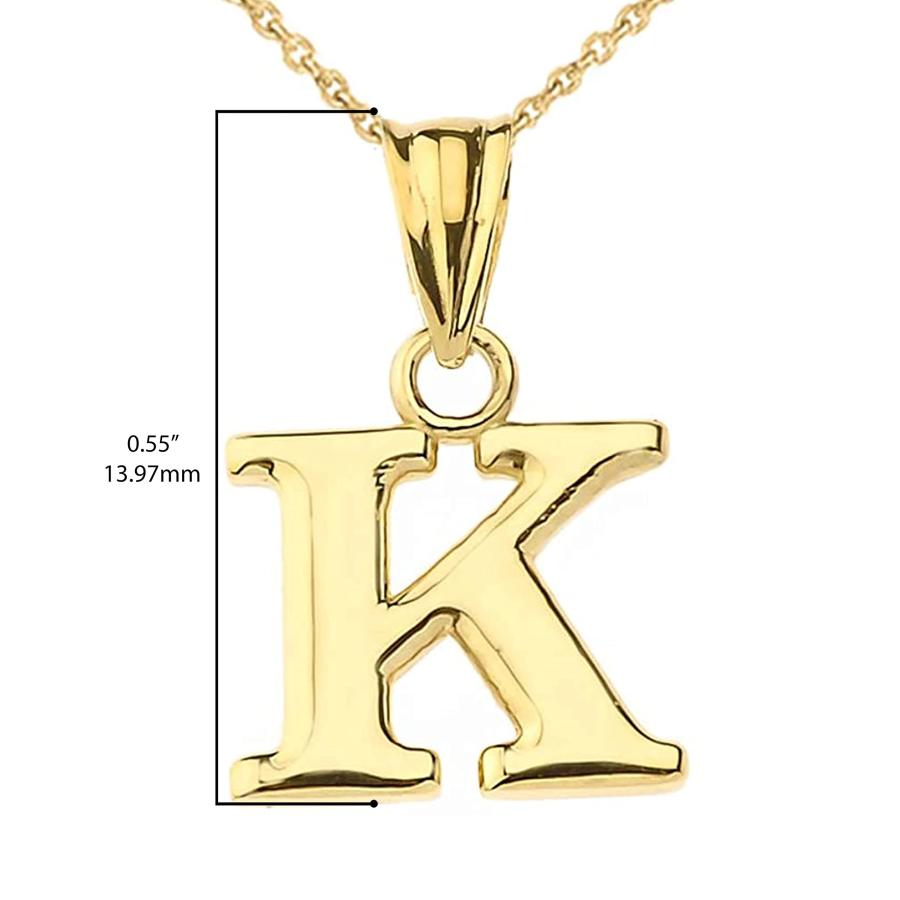 【並行輸入品】14K イエローゴールド ファイン ダングリング イニシャル A Z チャーム ペンダント ロロチェーン付き   お好きなチェーンの画像