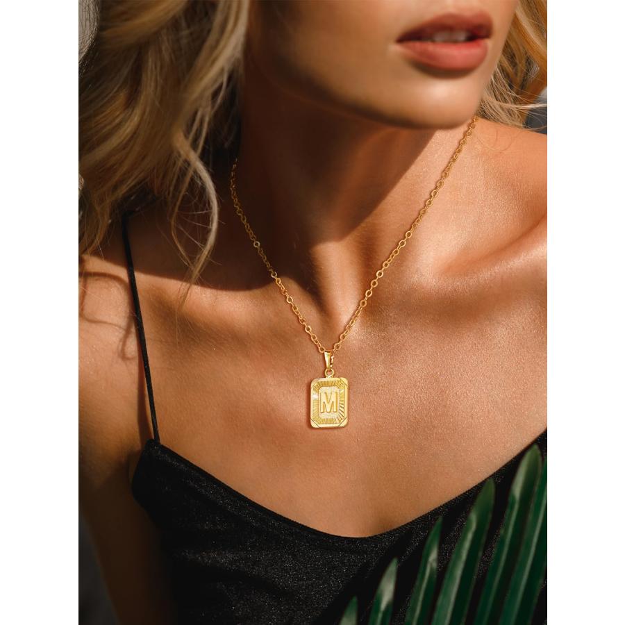 ネックレス　ゴールド　ペンダントネックレス　（a.） 並行輸入品】U7 モノグラムネックレス A Z 26文字ペンダント 18K