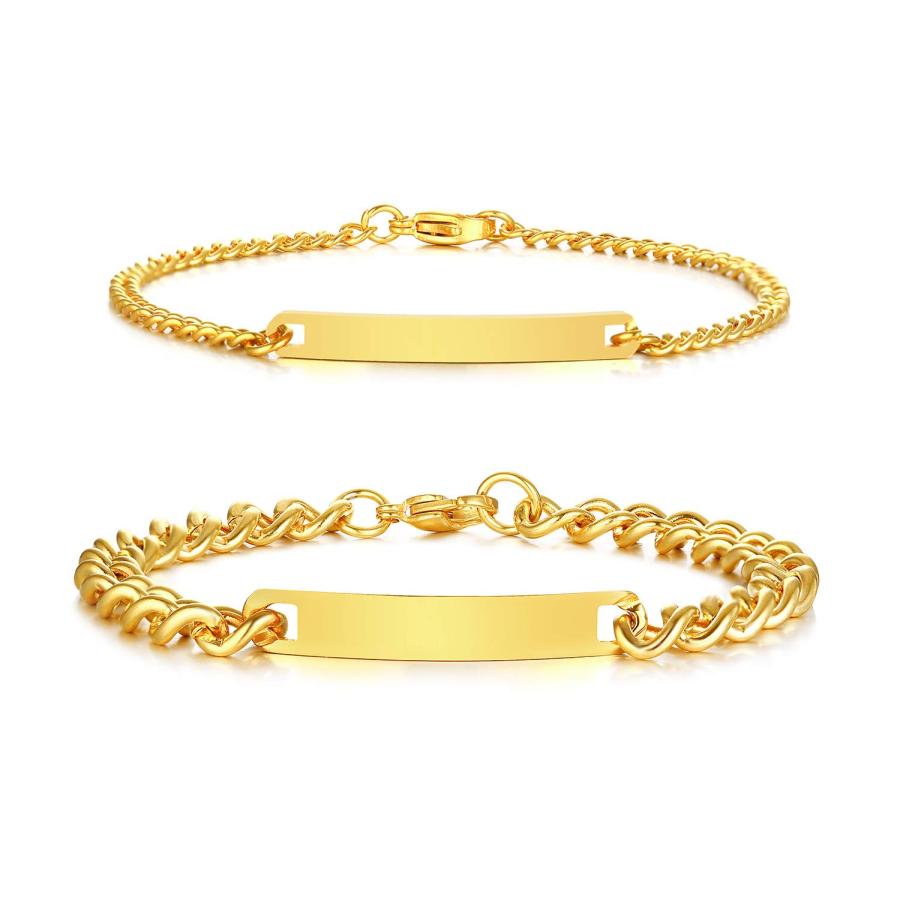 【並行輸入品】PJ Jewelry 刻印入り ステンレススチール ネームプレート イニシャルカップル ID識別ブレスレット, ステンレス鋼 PJ