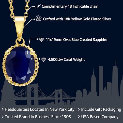 並行輸入品】[Gem Stone King] 5カラット 天然 サファイア ネックレス 