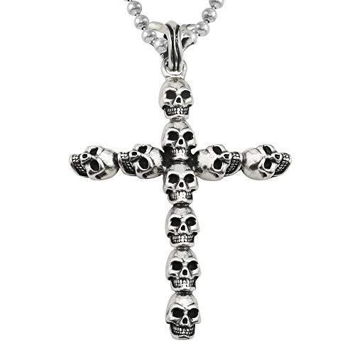 アクセサリー A&G Cross Pendant A&G Rock Multi Skull Cross Pendant Necklace in 925 Sterling