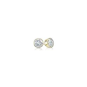 【並行輸入品】14K ホワイトゴールド 1.00 7.00 TGW モアッサナイト ラウンド スタッド ピアス ベゼル プッシュバック (O.ホの画像