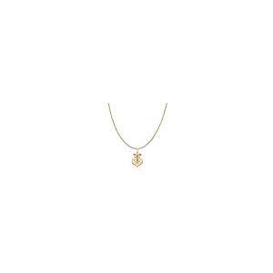 【並行輸入品】14K ツートーン ソリッドゴールド 宗教的十字架 アンカーチャームペンダント 1.2mmボックスチェーンネックレス ゴールド 1の画像