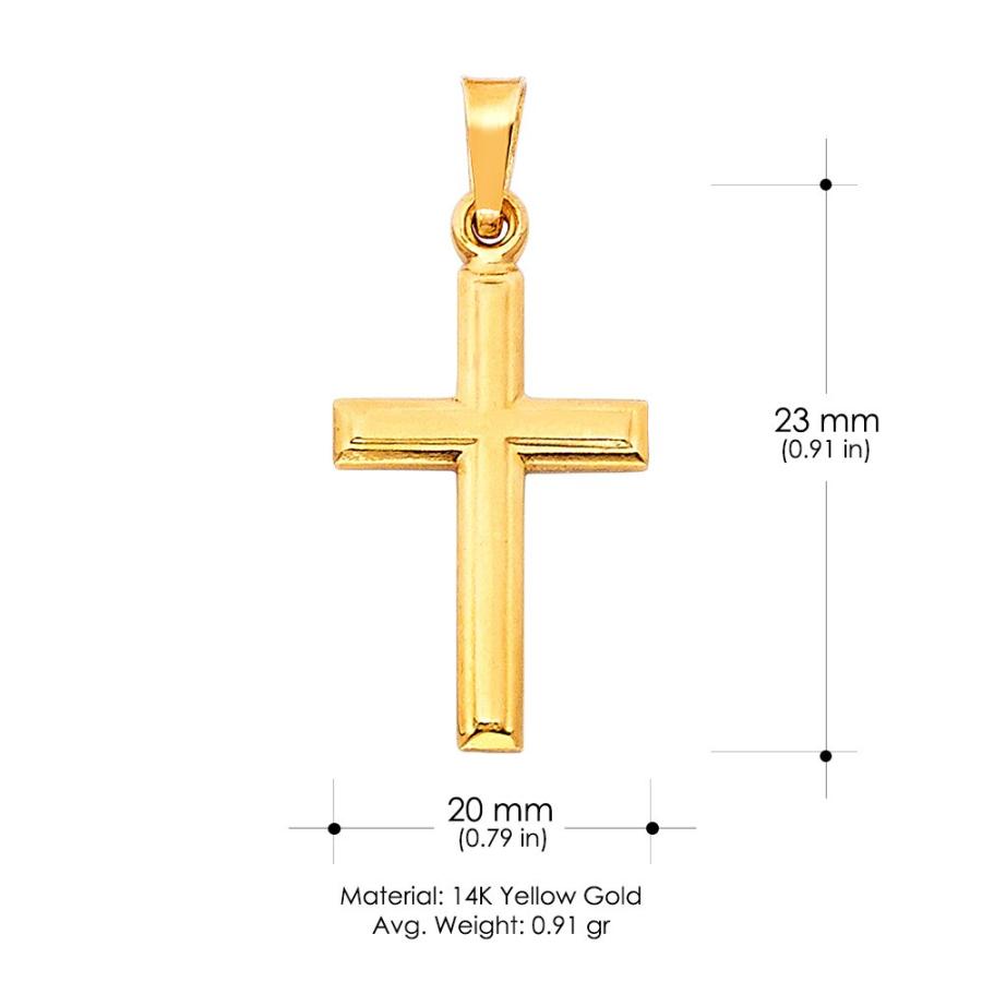 【並行輸入品】14K イエローソリッドゴールド クロス 宗教的チャーム ペンダント 1mm ボックスチェーンネックレス ゴールド 14K Yelの画像