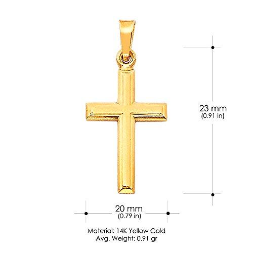 【並行輸入品】14K イエローソリッドゴールド クロス 宗教的チャーム ペンダント 1mm ボックスチェーンネックレス ゴールド 14K Yelの画像