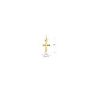 【並行輸入品】14K イエローソリッドゴールド クロス 宗教的チャーム ペンダント 1mm ボックスチェーンネックレス ゴールド 14K Yelの画像