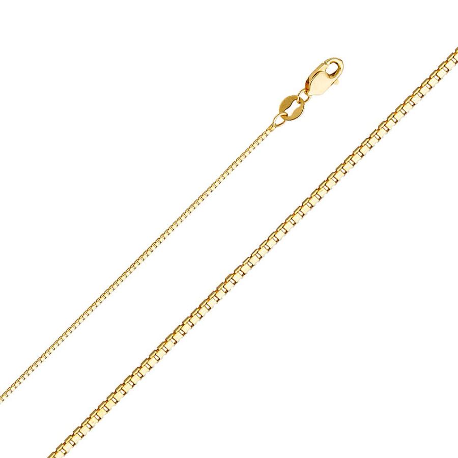 【並行輸入品】14K イエローソリッドゴールド クロス 宗教的チャーム ペンダント 1mm ボックスチェーンネックレス ゴールド 14K Yelの画像
