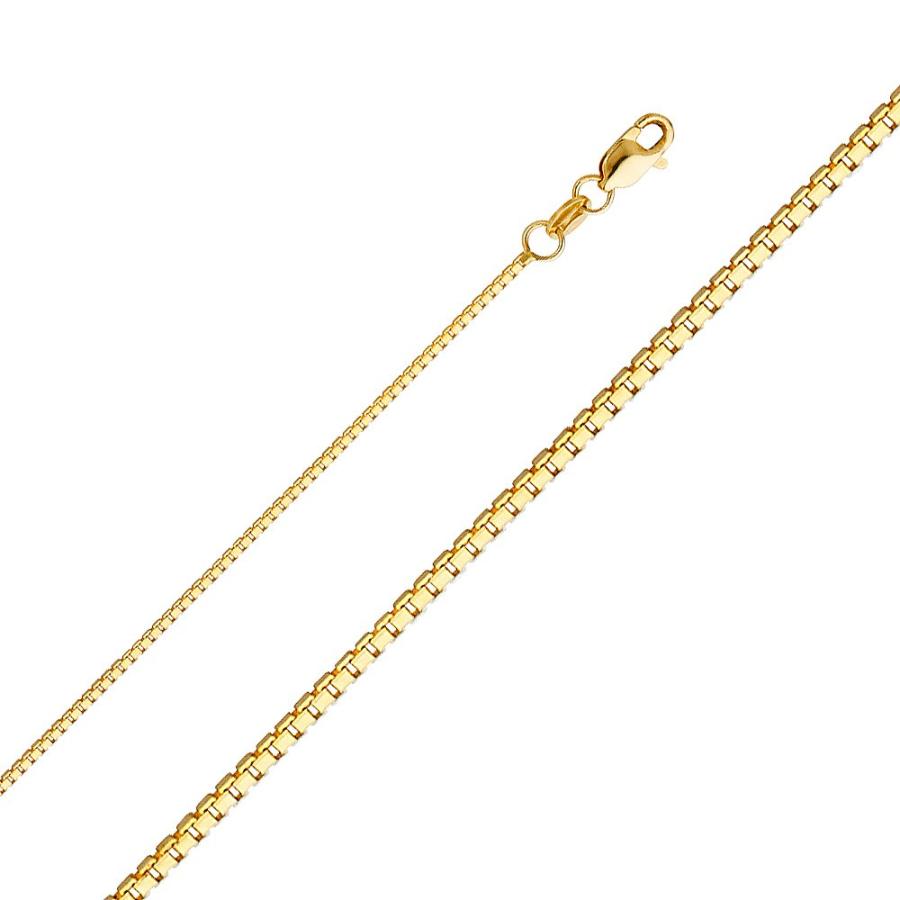 【並行輸入品】14K イエローソリッドゴールド 宗教 聖クリストファー チャームペンダント 1.2mm ボックスチェーンネックレス ゴールド Iの画像