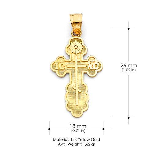 【並行輸入品】14K イエローソリッドゴールド 聖オルガ ギリシャ正教 バプティスマル クロス 宗教 チャームペンダント 1.2mm ボックスチの画像
