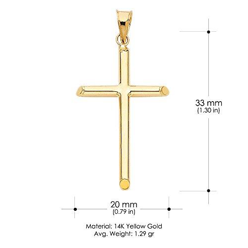 【並行輸入品】14K イエロー ソリッド ゴールド クラシック クロス 宗教 チャーム ペンダント 1.2mm ボックスチェーン ネックレス ゴの画像