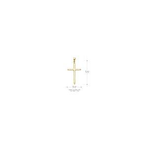 【並行輸入品】14K イエロー ソリッド ゴールド クラシック クロス 宗教 チャーム ペンダント 1.2mm ボックスチェーン ネックレス ゴの画像