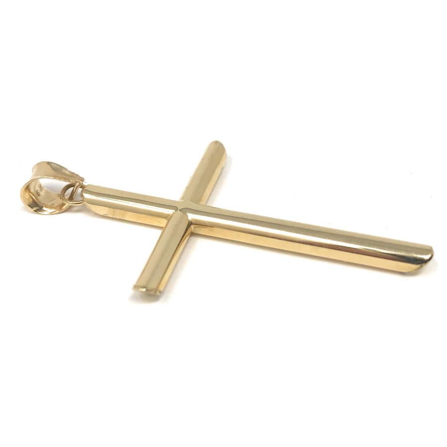 【並行輸入品】14K イエロー ソリッド ゴールド クラシック クロス 宗教 チャーム ペンダント 1.2mm ボックスチェーン ネックレス ゴの画像