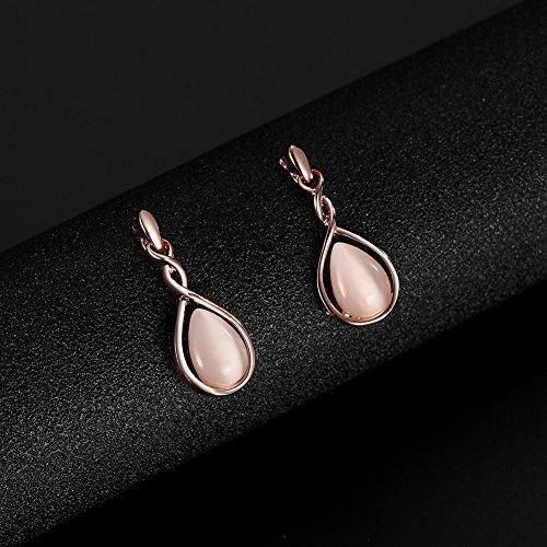 【並行輸入品】ASHMITA ローズゴールド ティアドロップ ネックレス ジェムストーン ダングルピアス ウェディングジュエリーセット ASHM_7