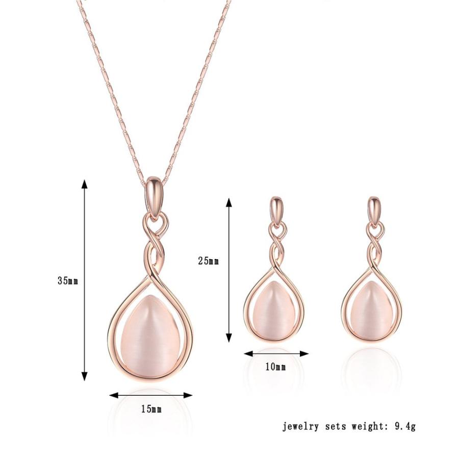 【並行輸入品】ASHMITA ローズゴールド ティアドロップ ネックレス ジェムストーン ダングルピアス ウェディングジュエリーセット ASHM_9