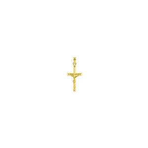 【並行輸入品】14K イエローゴールド シンプルでクラシックなベビークロス 十字架ペンダント キューバネックレス 14k Yellow Goldの画像