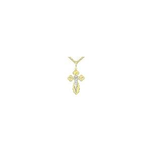 【並行輸入品】14K イエローゴールド ツートーン ロシア正教 救助&保護クロス イエス 十字架ペンダント キューバネックレス Jewelryの画像